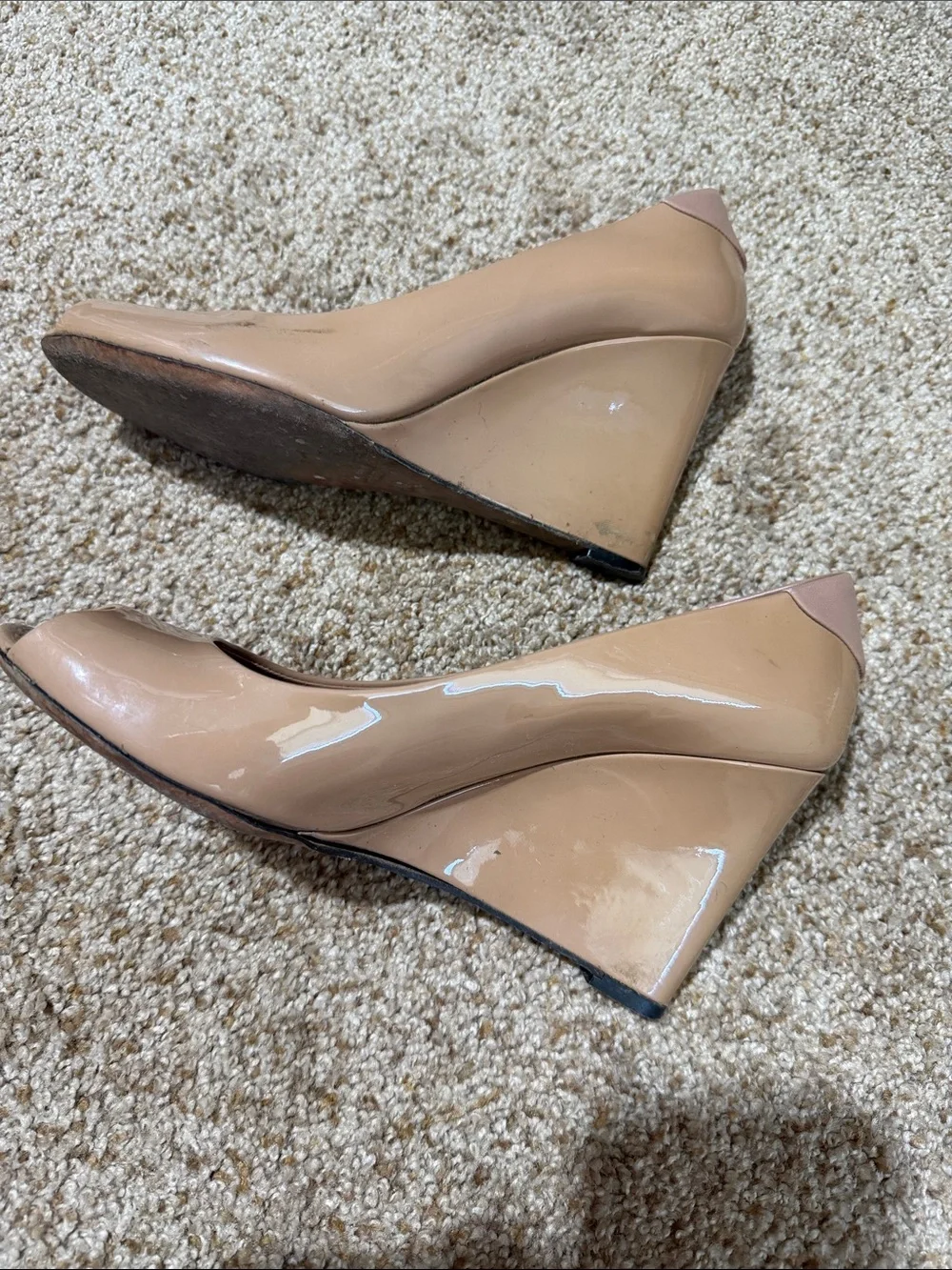Vintage Gucci Nude Patent Peep-Toe Heels